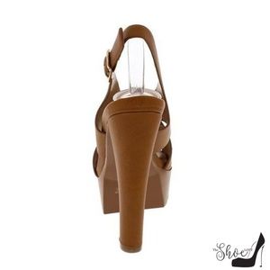 The Shoe Loft Shoes - Simi Cognac Lug Sole Slingback Heels The Shoe Loft Shoes - Simi Cognac Lug Sole Slingback Heels